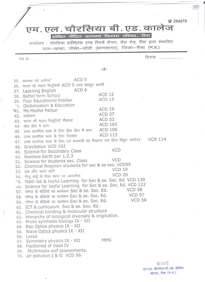 LIST OF EDUCATIONAL